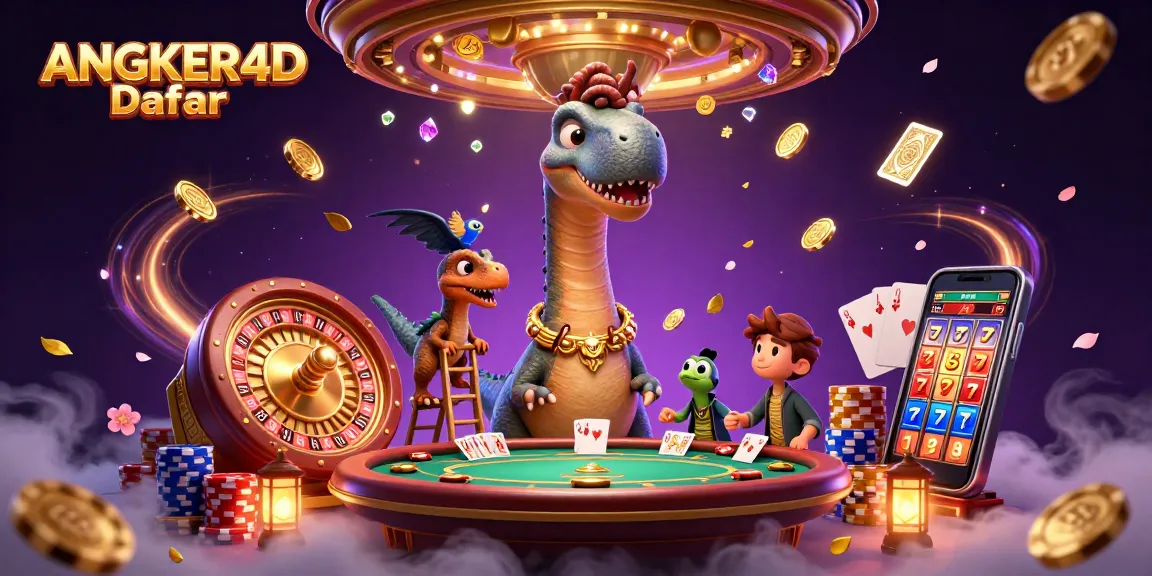 Experience exhilarating action at ANGKER4D Daftar with a magical casino atmosphere featuring vibrant characters.