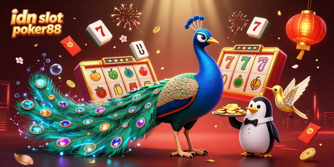 Experience excitement with idn slot poker88 featuring vibrant slot reels and joyous casino elements.