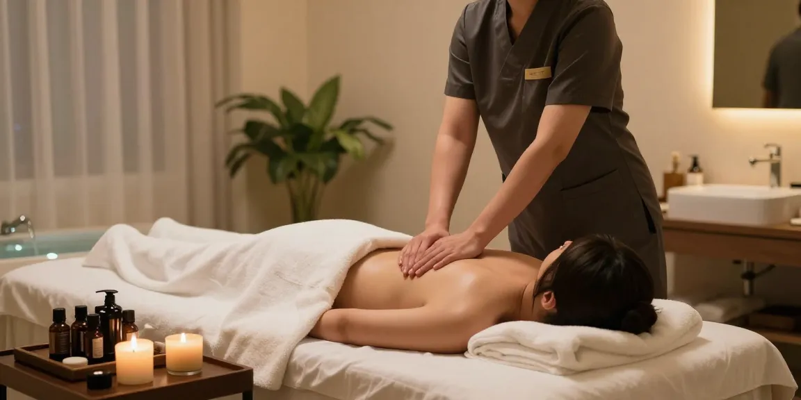 Relaxing massage therapy scene featuring 부평출장마사지 in a tranquil spa environment.
