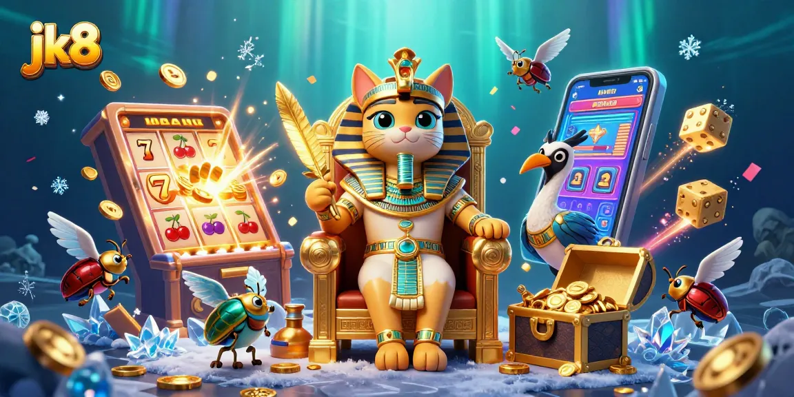 Engage with the thrilling jk8 casino experience as dynamic Egyptian characters and symbols animate the scene.