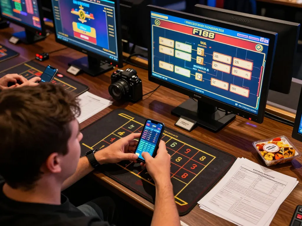Person engaged in online betting at F168, analyzing odds and gameplay strategy.