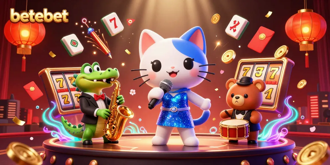 Engage in thrilling bets with betebet in a vibrant 3D casino scene full of excitement.
