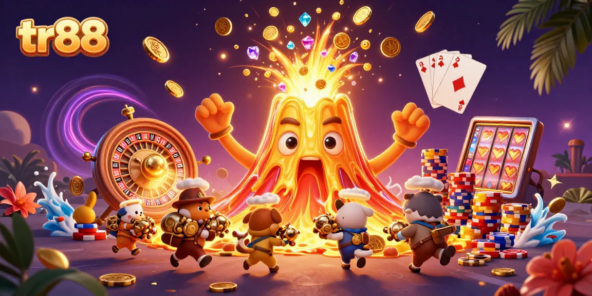 Win big with TR88's thrilling slots and vivid casino action amidst erupting treasures!