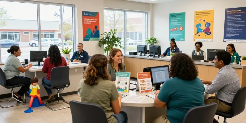 Engaging community banking scene at Trademark FCU showcasing support and consultation.