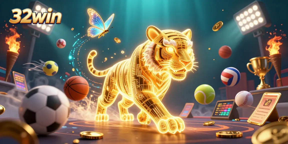 Experience exciting moments at 32win as the digital golden tiger leads through a vibrant casino landscape.