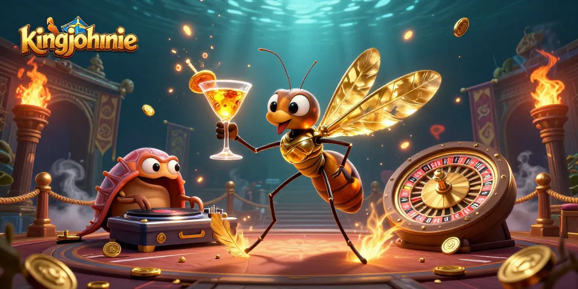 Experience thrilling gameplay with kingjohnnie as a vibrant casino mascot and unique gaming elements.