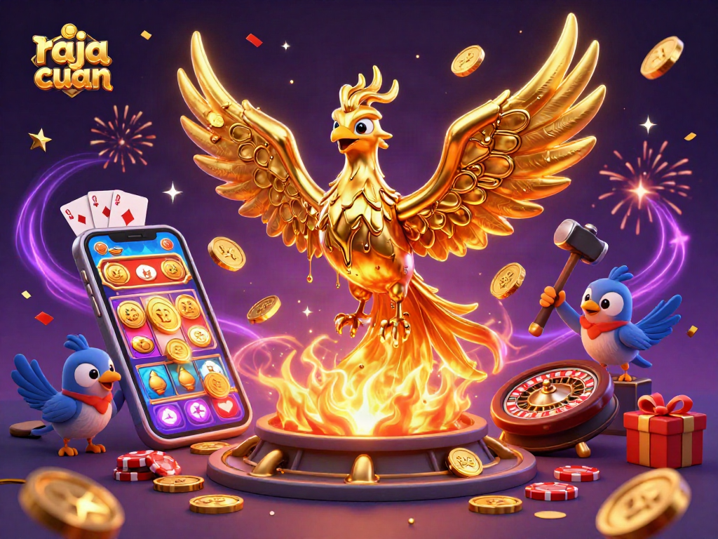 Engage with raja cuan as golden phoenix amidst slot game chaos and festive energy.