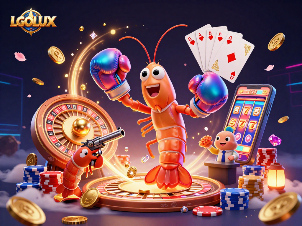 Engage in thrilling online slots gameplay with LGOLUX's vibrant casino scene featuring animated sea creatures.