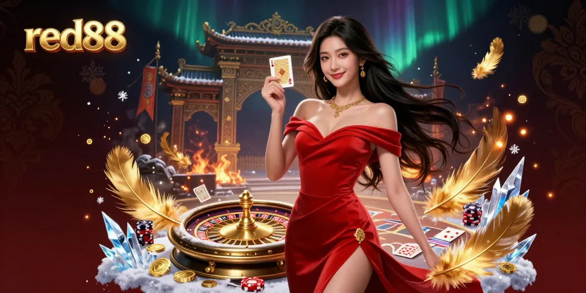 Experience thrilling gaming action at red88 with a beautiful young Asian dealer beside a golden roulette wheel.