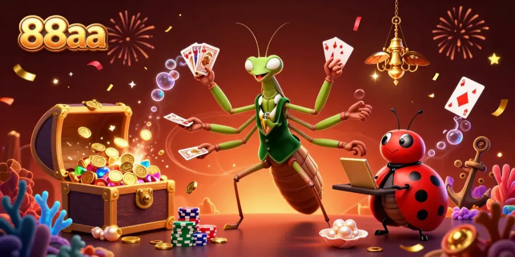 Engage in thrilling games with 88aa, featuring vibrant 3D casino characters and dynamic elements.