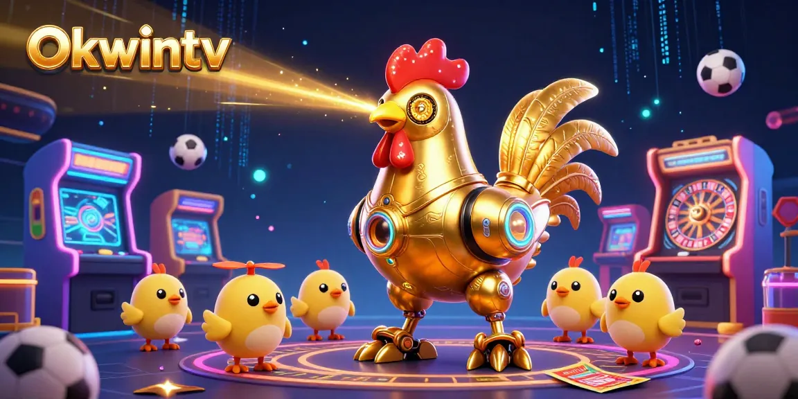 Experience the thrill of Okwintv with a dynamic blend of sports, laser-shooting characters, and vibrant casino elements.