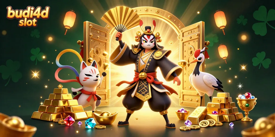 Experience thrilling gameplay with the budi4d slot featuring vibrant characters and dazzling treasures bursting from a vault.