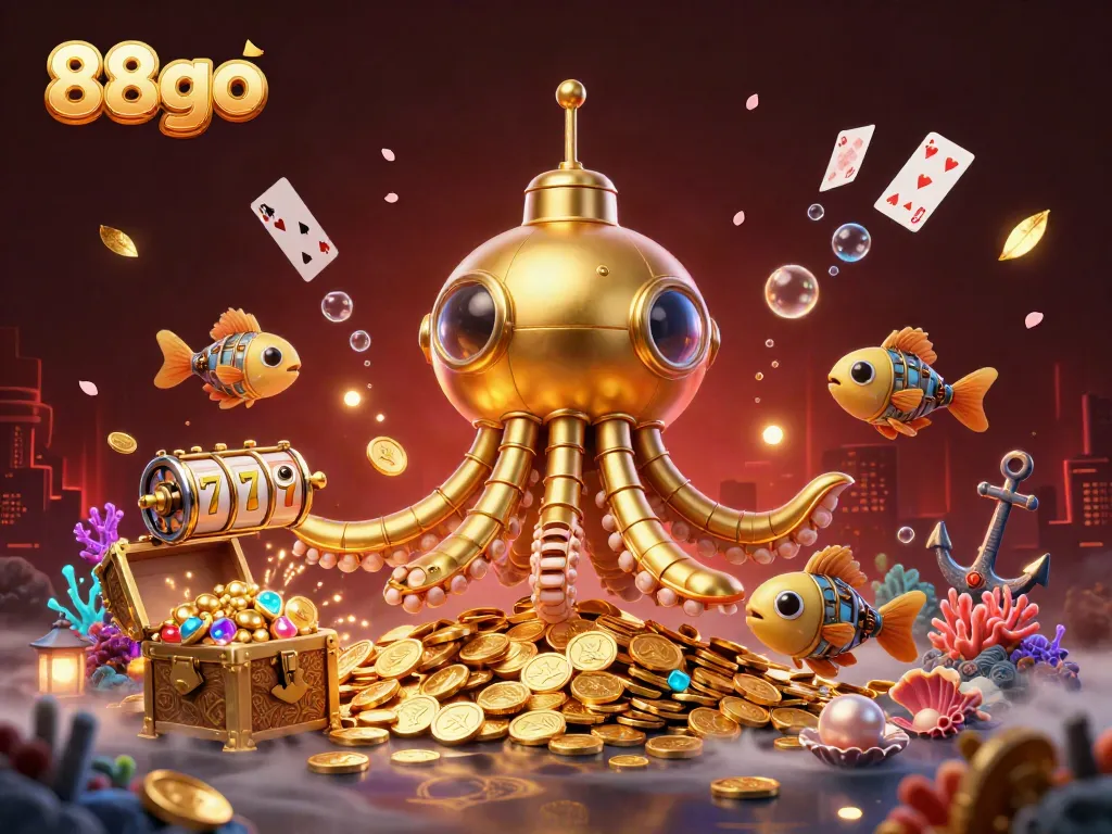 Experience thrilling gameplay at 88go with golden kraken submarine and vibrant casino elements.