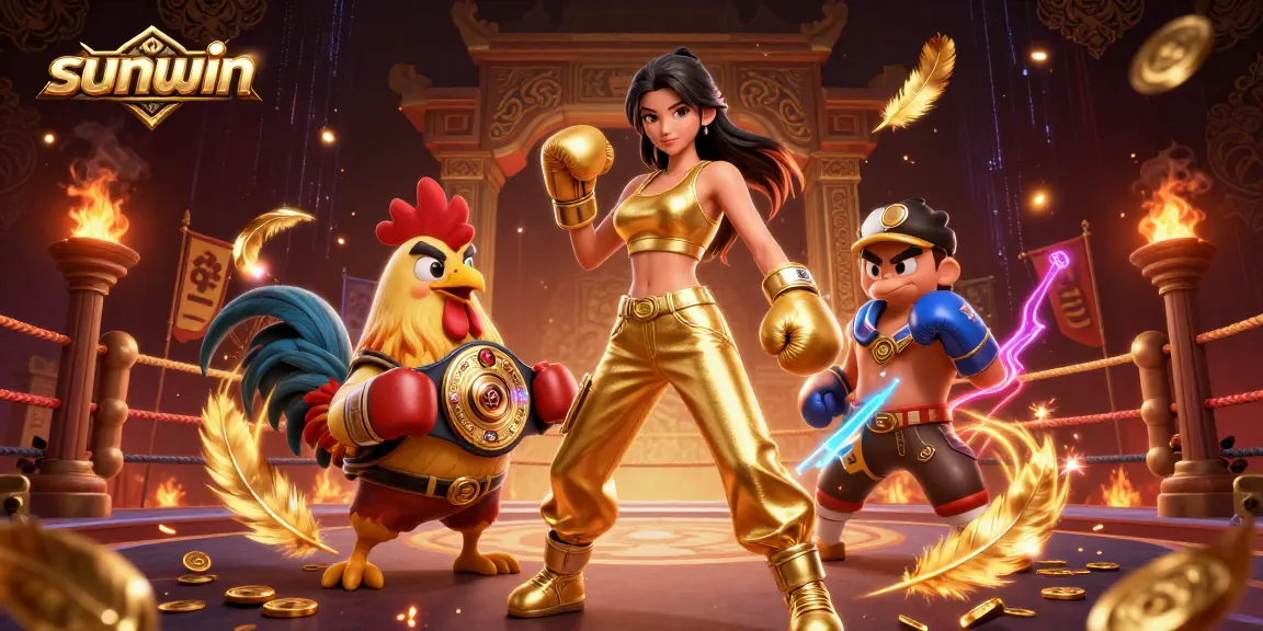 Engage with Sunwin's thrilling casino experience amidst a dynamic, vibrant 3D scene.