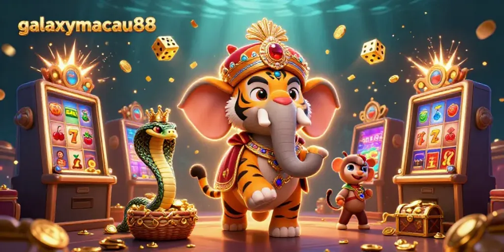 Experience the thrill of galaxymacau88 with a vibrant jackpot explosion in this captivating 3D illustration.