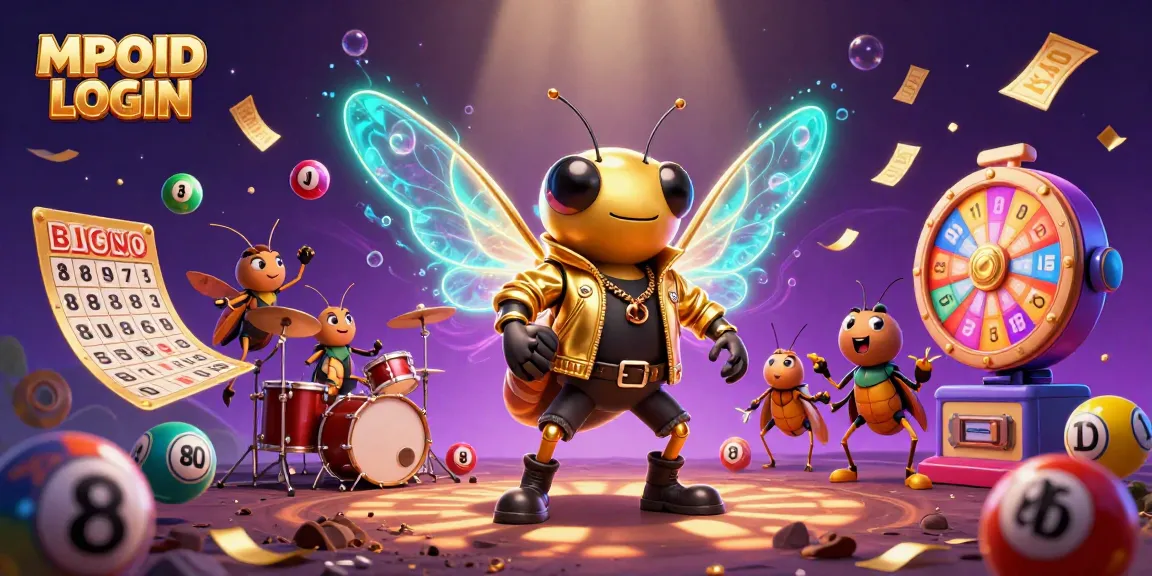 MPOID LOGIN showcases a vibrant casino-themed 3D scene with dynamic elements and characters embodying the excitement of winning.