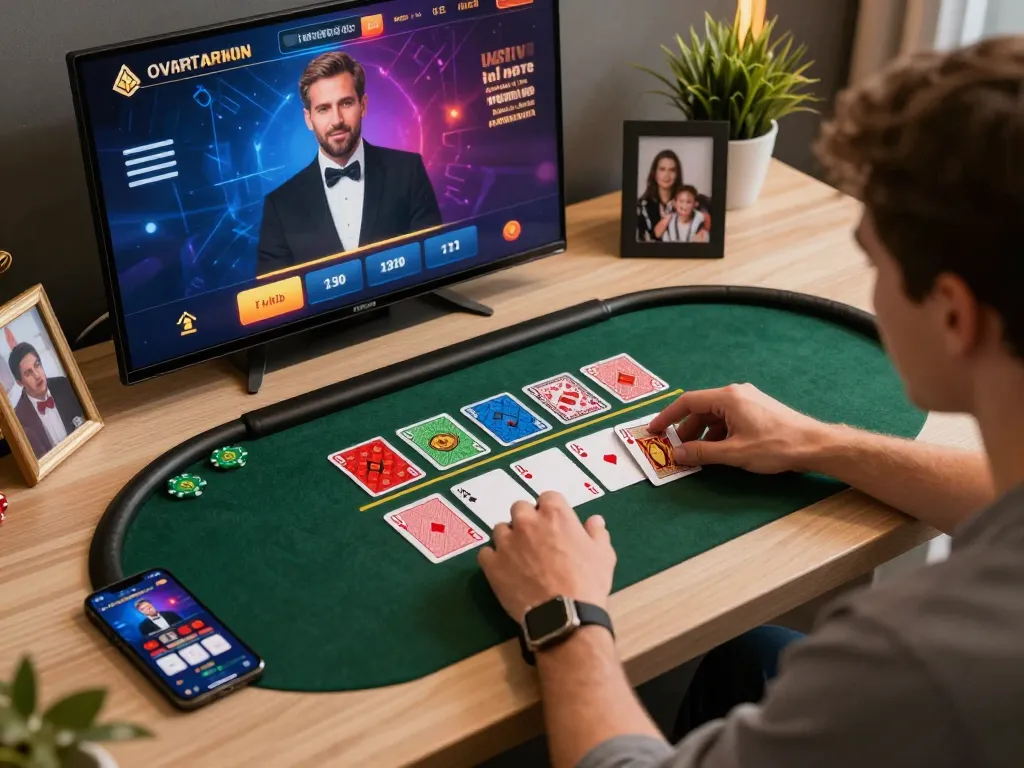 Player enjoying blackjack online at an Agen Resmi site with vibrant graphics and responsible gaming focus