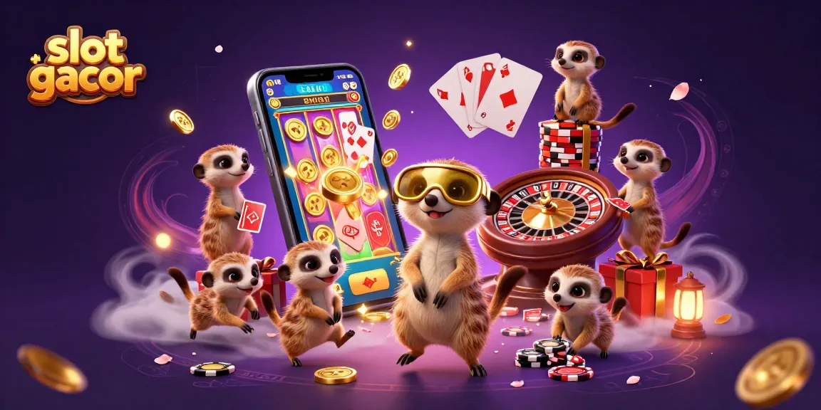 Experience the excitement of slot gacor with our meerkat casino scene, lively characters engaging in thrilling gameplay.