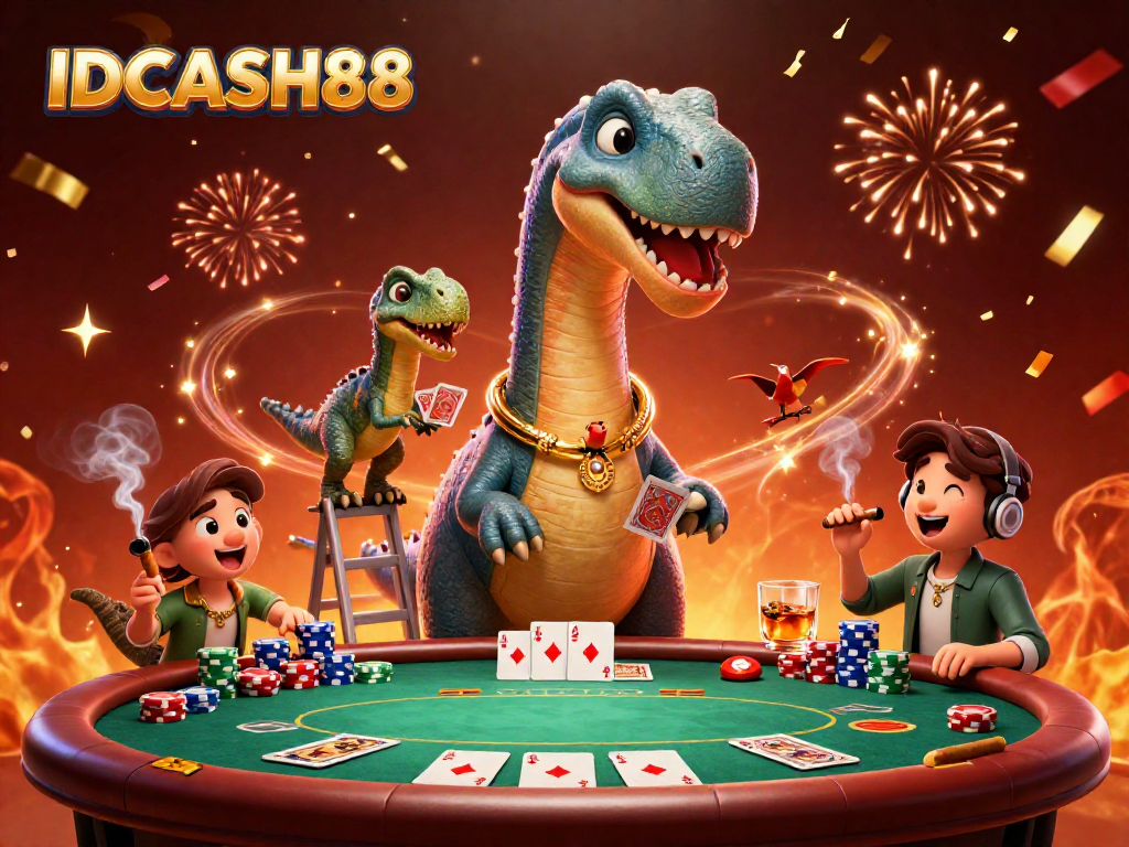 Experience thrilling poker action with IDCASH88 in a vibrant, dynamic casino scene.