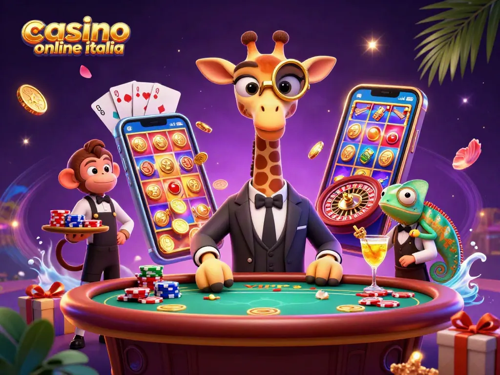 Gioca alle migliori slot nei casinò online in Italia con un'illustrazione vivace e dettagliata.