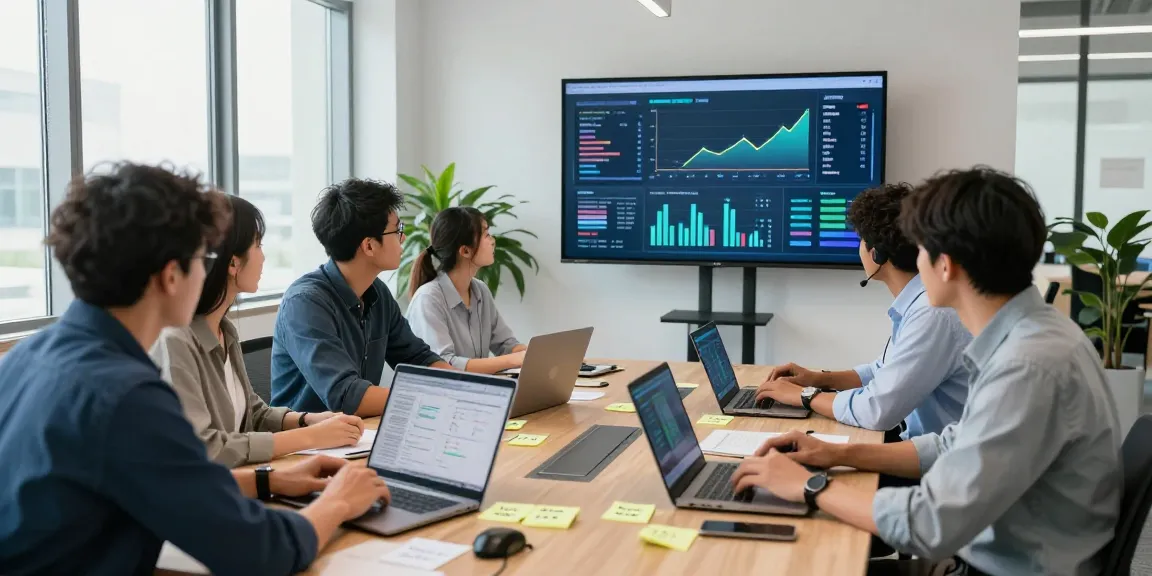 Team collaborating in an IT support business meeting, showcasing proactive technology management and innovation.