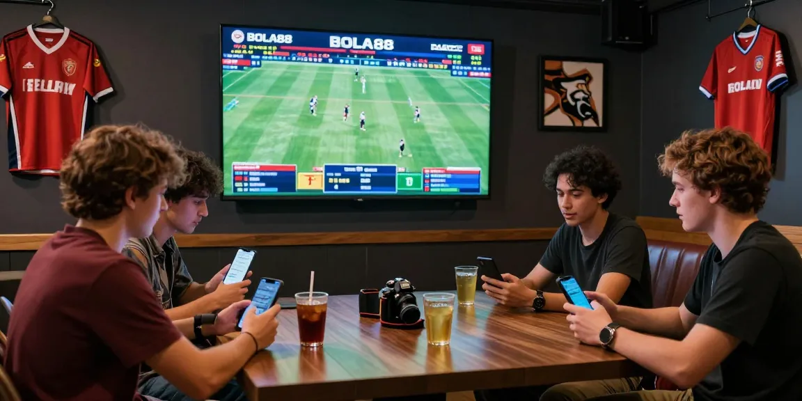 BOLA88 live sports betting scene with friends cheering and wagering.