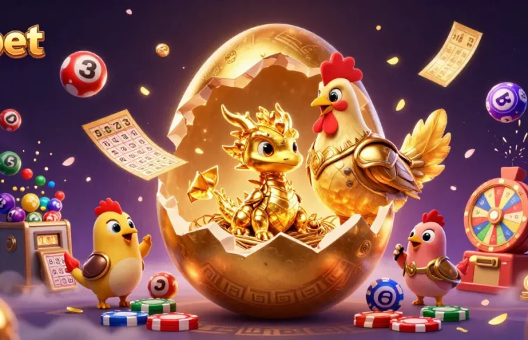 Win big with 9bet's stunning lottery and gaming scene featuring vibrant characters and elements.