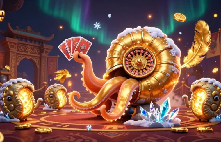 Experience thrilling gameplay at sunwin chính thức with a giant nautilus roulette wheel and glowing cards.
