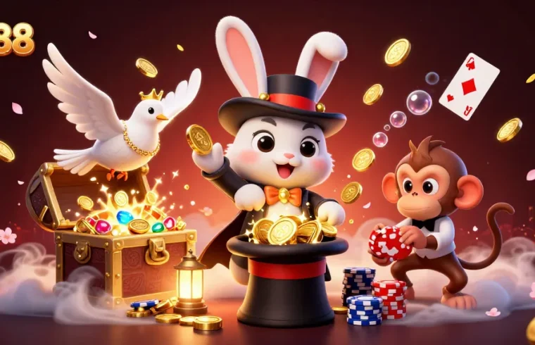 Experience exhilarating wins with Ku88's magical gaming adventure featuring vibrant 3D characters.