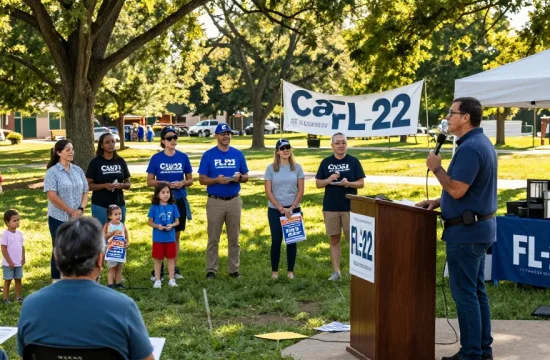 Casey Askar engaging with voters during a community event for FL-22