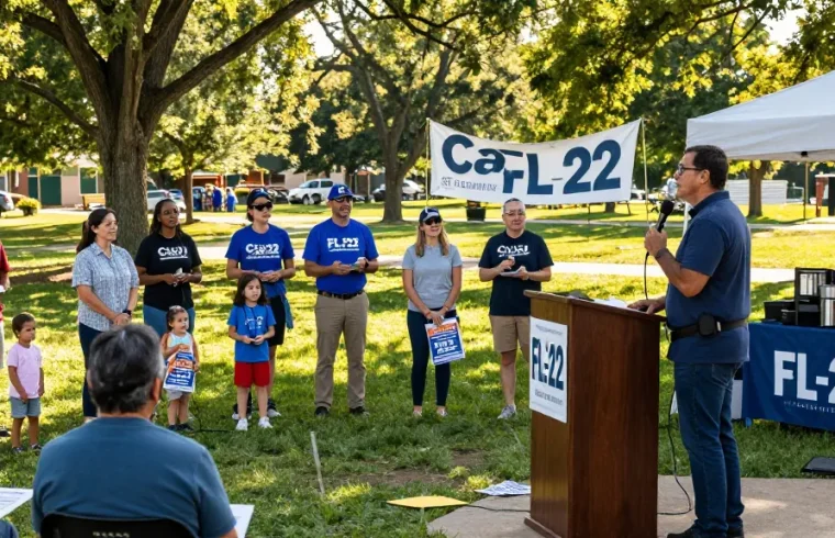 Casey Askar engaging with voters during a community event for FL-22