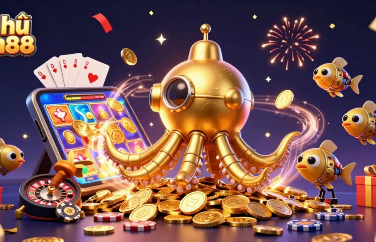 Experience thrilling gameplay with nổ hũ mm88, featuring vivid 3D illustrations of winnings and excitement.